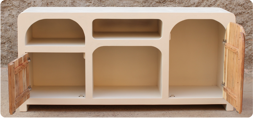 Aparador de madera de acacia y cemento Kurli